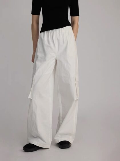Large Pocket Casual Straight-Leg Pants