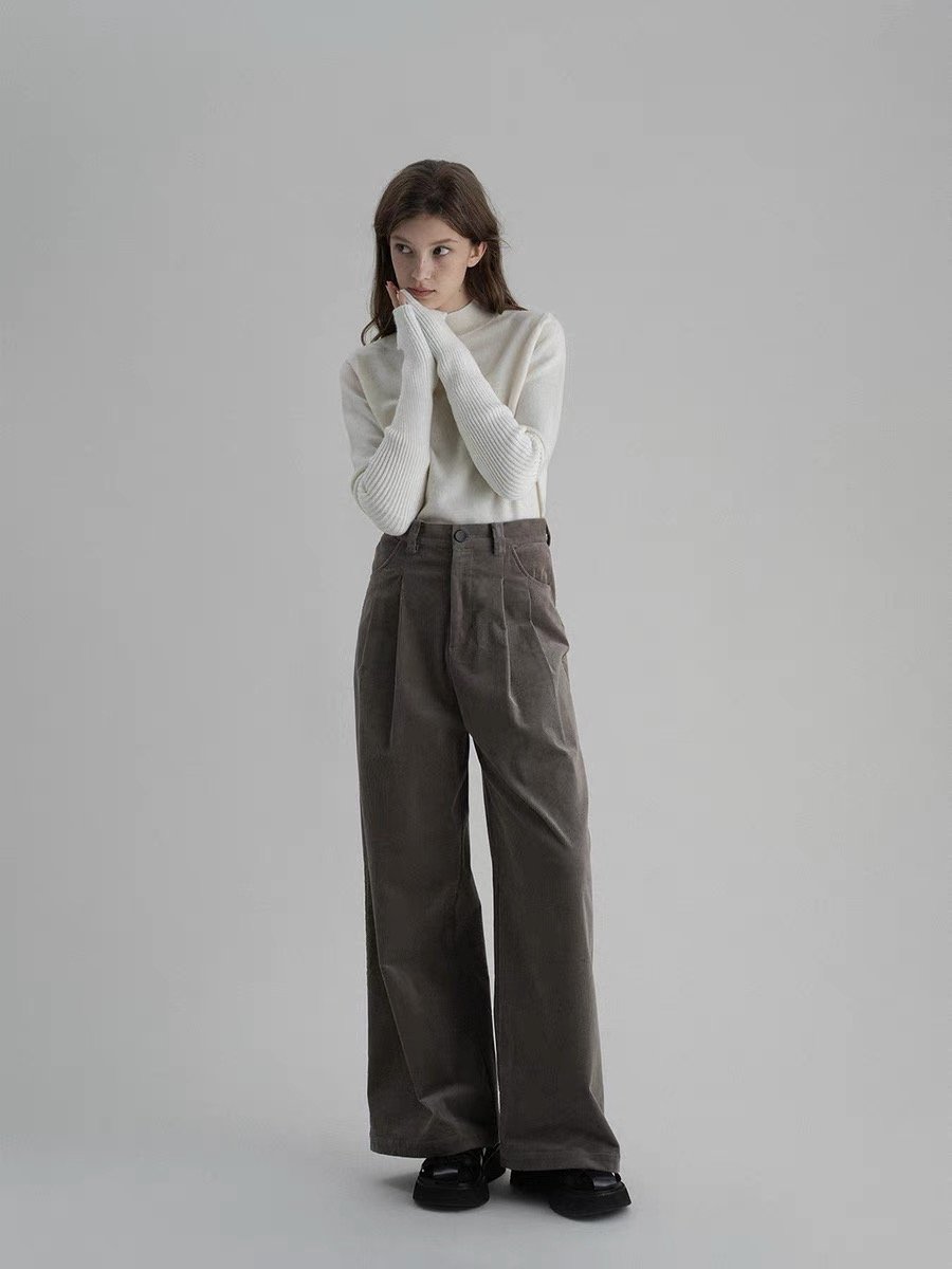 Vintage Corduroy Straight-Leg Casual Pants - Image 2